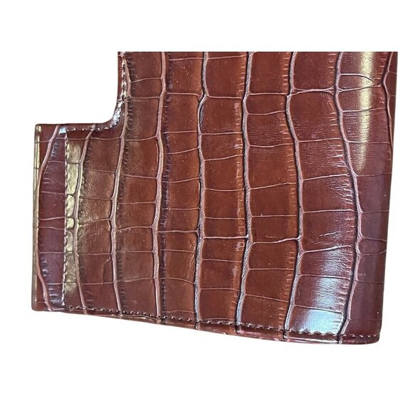 The Limited Vintage Leather Clutch Brown Alligator Y2K Preppy Retro 80s Classic - Picture 2 of 12
